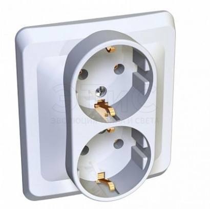 Розетка двойная скрытая З/К Б/Ш 16А 220В IP20 белая ЭТЮД